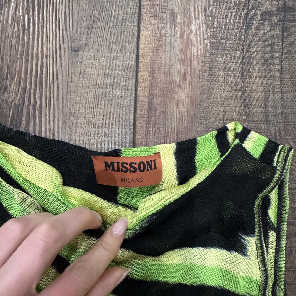 Missoni Spring 2022 Asymmetrical Lime Green and Black Top - Picture 5 of 6